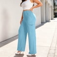 thumbnail image 6 of ClodeEU Women's Plus Size High Waisted Stretchy Wide Leg Pants,Casual Trousers with Pockets Light Blue,Women's Plus XXXXL, 6 of 9