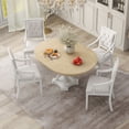 thumbnail image 4 of Harper & Bright Designs Farmhouse Dining Set for 4, Wood Kitchen Extendable Round Dining Table Set with 4 Upholstered Chairs, 4 of 17