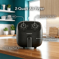 thumbnail image 3 of OVENTE 2QT Compact Air Fryer for 1–2 People, 900W Small Oil-Free Fryer with Manual Dual Knobs, Adjustable Temperature, 60 Minute Timer, Auto Shutoff & Dishwasher Safe Nonstick Basket, Black FAM18900B, 3 of 8