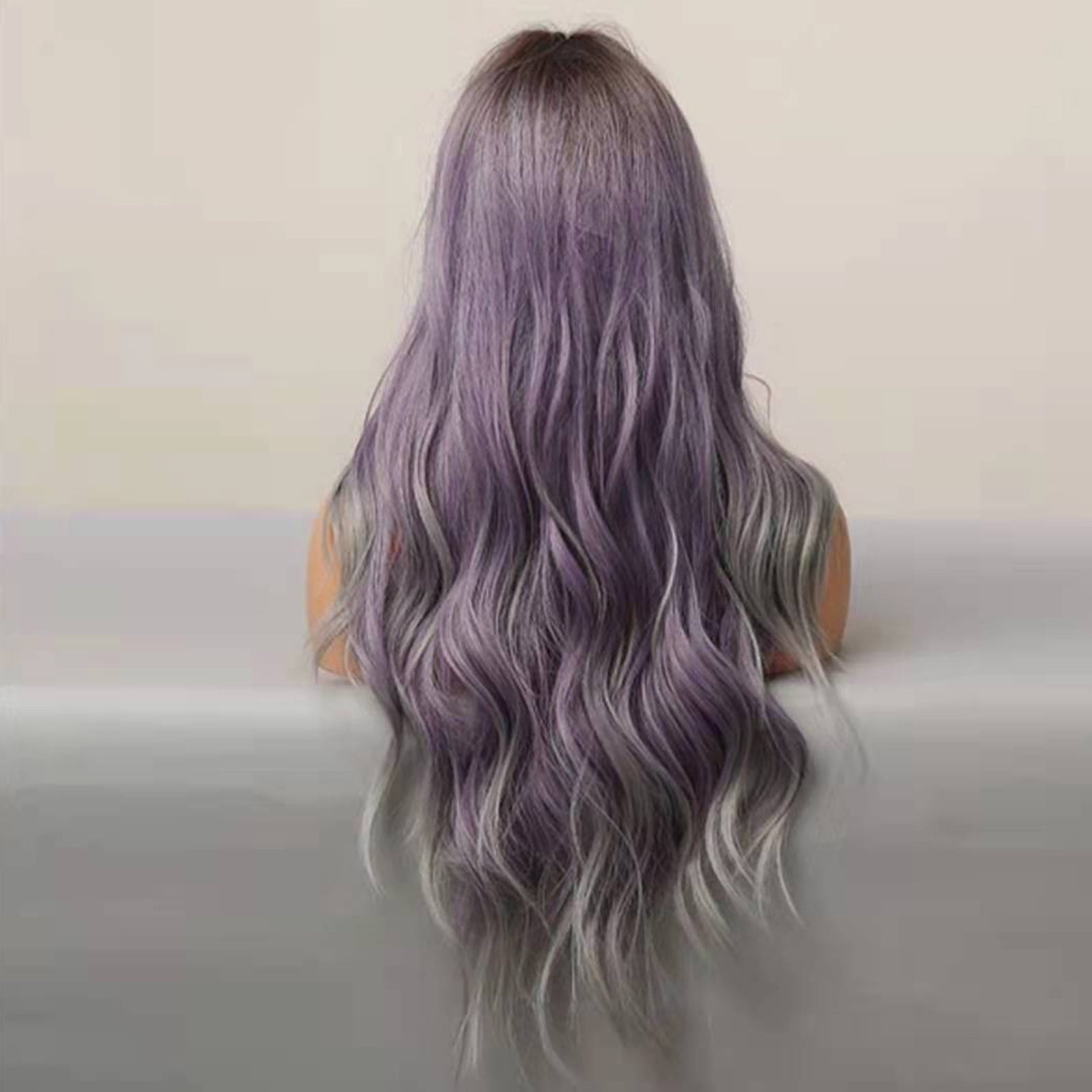 YSGFHGJW Wigs for Black Women,Color Mixing Colors Long Roll Curly Hair Middle Score Wig Fashion Natural Wig High Temperature Wire 25.59in Long Wig For Women Daily Life,Purple