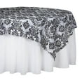 thumbnail image 2 of BalsaCircle 60" x 60" Black White Damask Flocking Table Overlays Wedding Party Tablecloth, 2 of 4