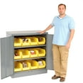thumbnail image 2 of Global Industrial 500134 36 x 18 x 42 in. Locking Storage Cabinet with 12 Yellow Stacking Bins & 2 Shelves Unassembled, Gray, 2 of 6