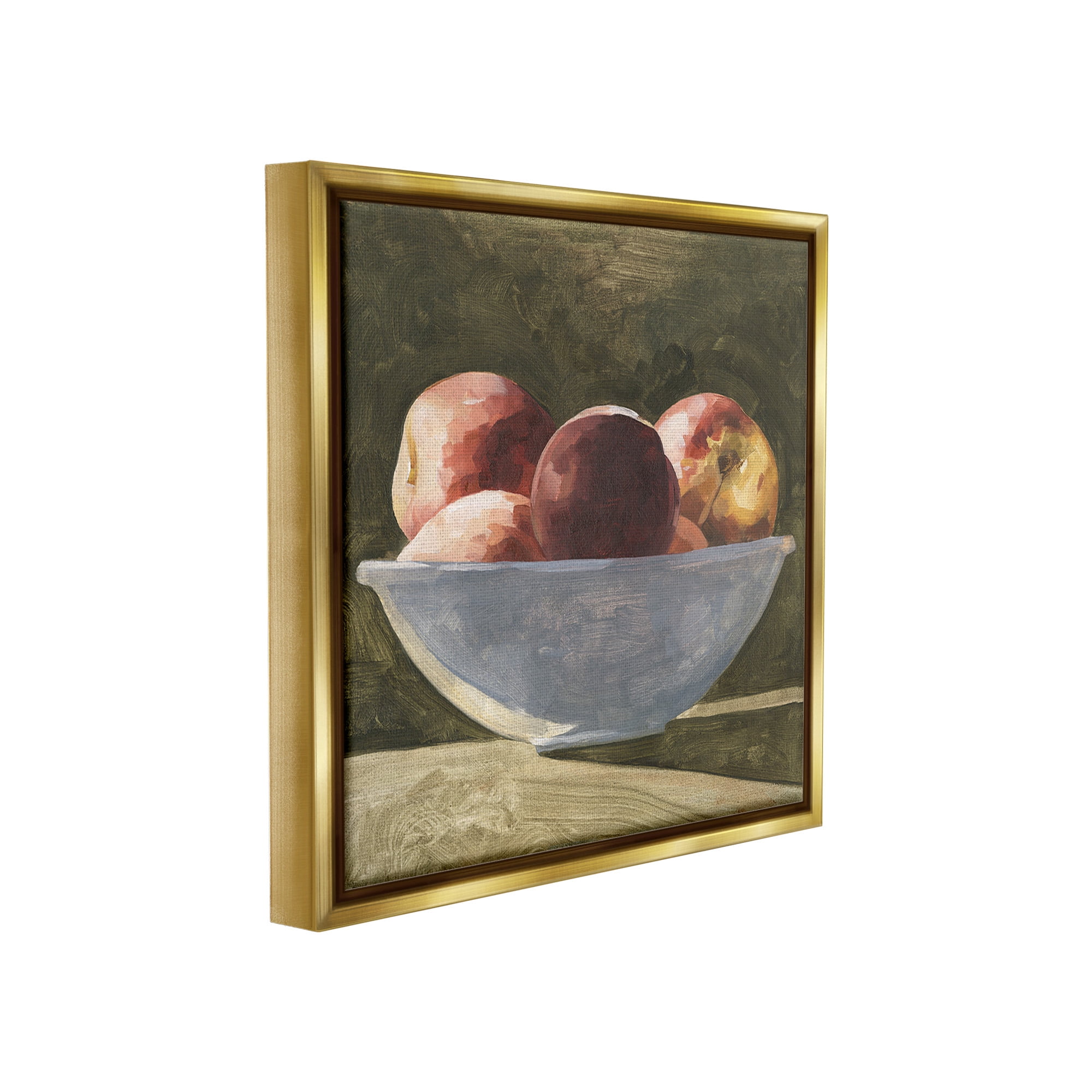 Stupell Industries Shadowed Apples Still Life Food & Beverage Painting Gold Floater Framed Canvas Art Print Wall Art, 25 x 25