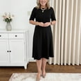 thumbnail image 6 of Quixlent Church Dress for Women Short Sleeve A Line Teacher Work Dress Casual Knee Length Business Office Dress, 6 of 8