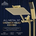 thumbnail image 2 of Exclusive Home Goods All Metal High Pressure Rainfall Shower Head with Handheld Shower Head Combo, 1.8 GPM 10" Polished Brass, 2 of 7