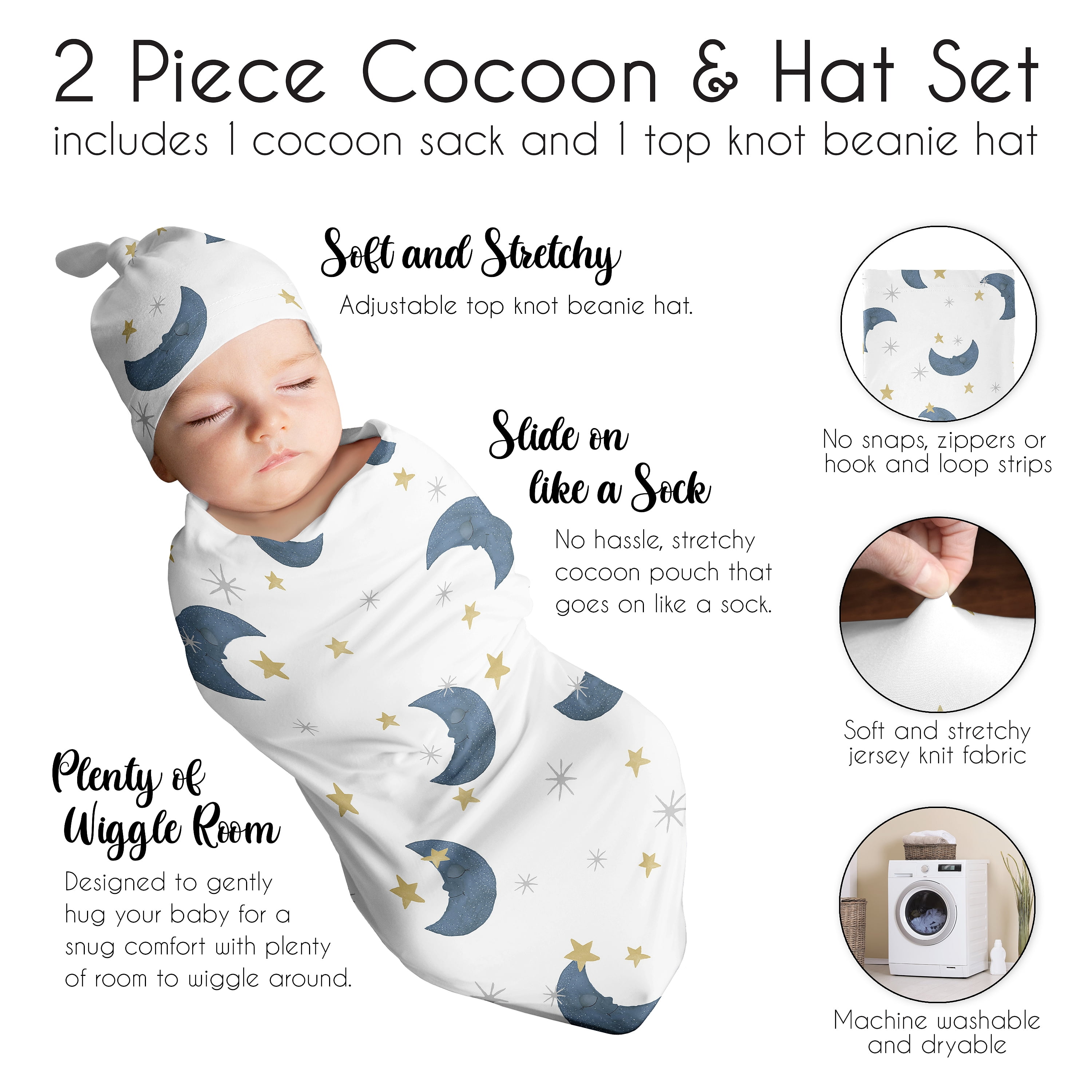 Moon Bear Baby Cocoon and Beanie Hat Sleep Sack Set by Sweet JoJo Designs