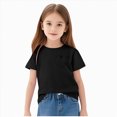 thumbnail image 3 of NOLDARES Girls Short Sleeve T Shirts Kids Summer Crewneck Tops Basic Tees(Black,4-5 Years), 3 of 9