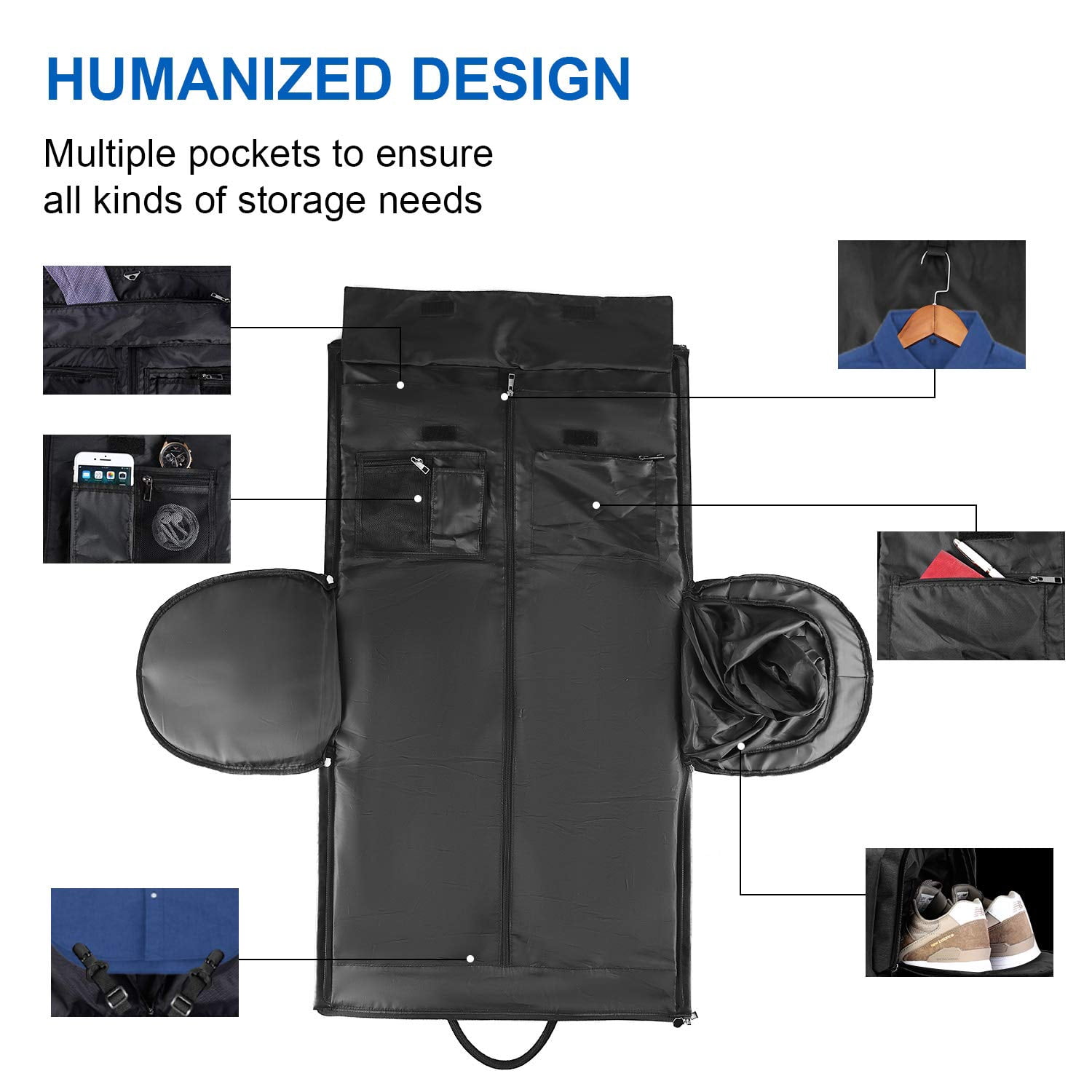 seyfocnia Convertible Travel Garment Bag,Carry on Garment Duffel Bag for Men Women - 2 in 1 Hanging Suitcase Suit Business Travel Bag