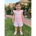 thumbnail image 4 of Cenuakty Little Girls 6M 12M 18M 24M 2T 3T 4T Outfits Adorable Marine Life Embroidery Flying Sleeve Round Neck Tops and Plaid Shorts Set, 4 of 9