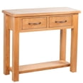 thumbnail image 1 of Console Table With 2 Drawers 83x30x73 Cm Solid Oak Wood Hall Tables, 1 of 5
