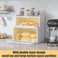 thumbnail image 5 of Double Layer Bamboo Bread Box for Kitchen Counter,Bread Holder,Countertop Bread Storage with Window (White), 5 of 7