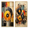 thumbnail image 2 of Designart "Retro Vibes in Colorful Vinyl I" Vinyl Records Framed Wall Art Set Of 2 - Multi-Color Fashion Gallery Wall Frame Set For Home Decor, 2 of 6