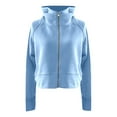 thumbnail image 3 of BiZtdJrK Full Zip Cropped Athletic Jacket Women Long Sleeve Workout Sweatshirt Hoodie Lightweight Casual Lounge Hoodies Light Blue L, 3 of 5