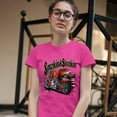 thumbnail image 3 of Tee Hunt Smokin & Strokin Women's T-Shirt Novelty T-Shirt Chopper Biker Hot Rod Live to Ride Tee, Pink, Small, 3 of 5