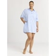 thumbnail image 6 of Joyspun Women’s Woven Long Sleeve Button Front Sleepshirt, Sizes XS-3X, 6 of 7
