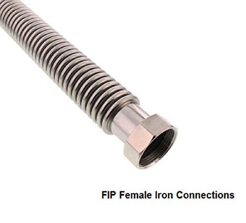 EZ-Fluid 24-Inch,1" FIP x 1" FIP x 24" Corrugated Flexible Stainless Steel Water Heater Connector Water Supply Line Full-Port For Female Iron Pipes Fitting,Water softener,Filter,Large Port (1Pc)