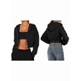 thumbnail image 3 of Women'S Fleece Zip Up Hoodies Cropped Sweatshirts Casual Jackets Trendy Y2K Black L, 3 of 6