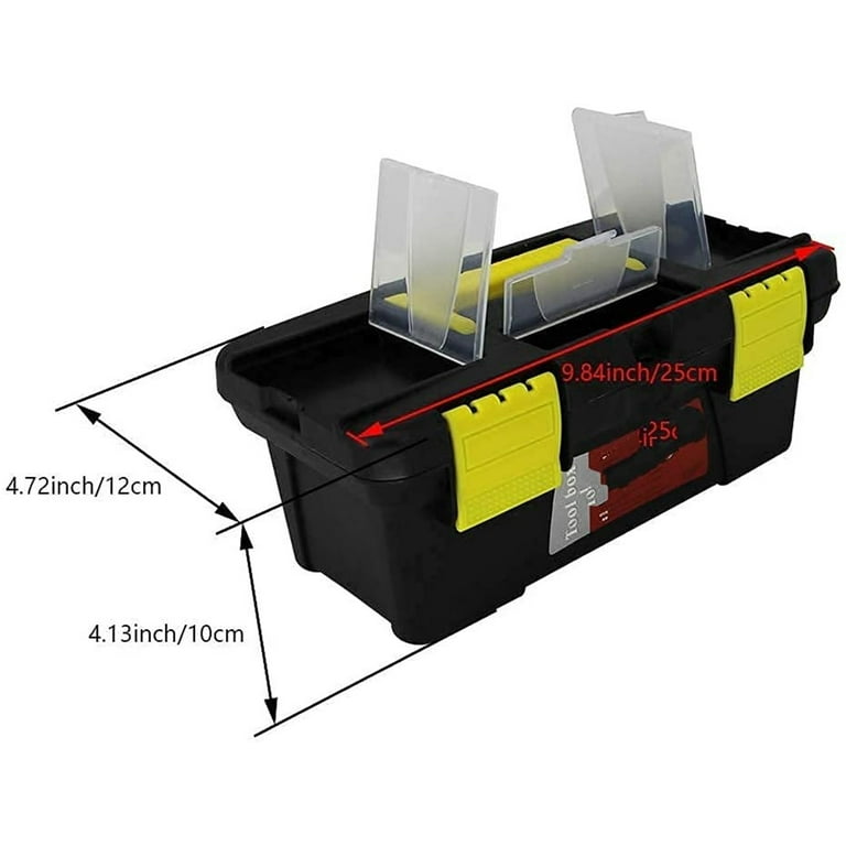 Plastic Tool Box with Removable Tray Small Tool Boxes Dual Buckle Portable  Tray Toolbox Storage Hardware Organizer for Craft Garage Household 1PCS