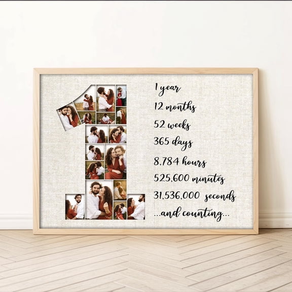 YaHaku Personalized 1 Year Anniversary Gift For Him, For Her, 1st Year Anniversary Collage, First Anniversary Present For Couple