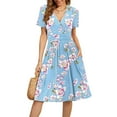 thumbnail image 2 of Women's Summer Sundress Casual Short Sleeve V-Neck Short Party Dress with Pockets, 2 of 5