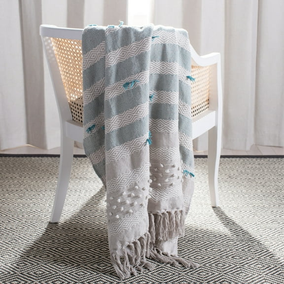 SAFAVIEH Billi Throw Blanket Beige / Teal