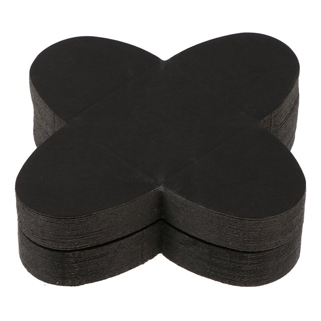 150 piezas bandejas de trufa de papel de papel bases de chocolate bases de chocolate bandejas de compartimento (negro) paquete de 150 cápsulas de papel negro apiladas en forma de cuatro pétalos (vista frontal), 3.3 x 3.3 x 2.8 cm cada una; diseñadas para colocar chocolates, bombones y dulces en fiestas y bodas, también aptas para manualidades.