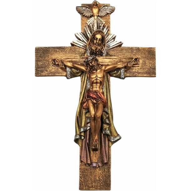 MORIN Imágenes | Escultura religiosa | Cruz con Padre, Hijo y Espíritu Santo |30 Cm i