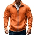 thumbnail image 1 of PEONAVET Mens Jacket Men's Solid Color Long Sleeved Stand-up Collar Zipper Fleece Thick Pocket Jacket, 1 of 2