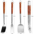 thumbnail image 4 of Grilling Accessories - 4Pcs Rose Wooden BBQ Grilling Tools Set, Heavy Duty Stainless Steel Barbecue Grill Tools Kit with Spatula, Clips, Brushes, Forks for Outdoor Grill, BBQ Gift for Men and Women, 4 of 8