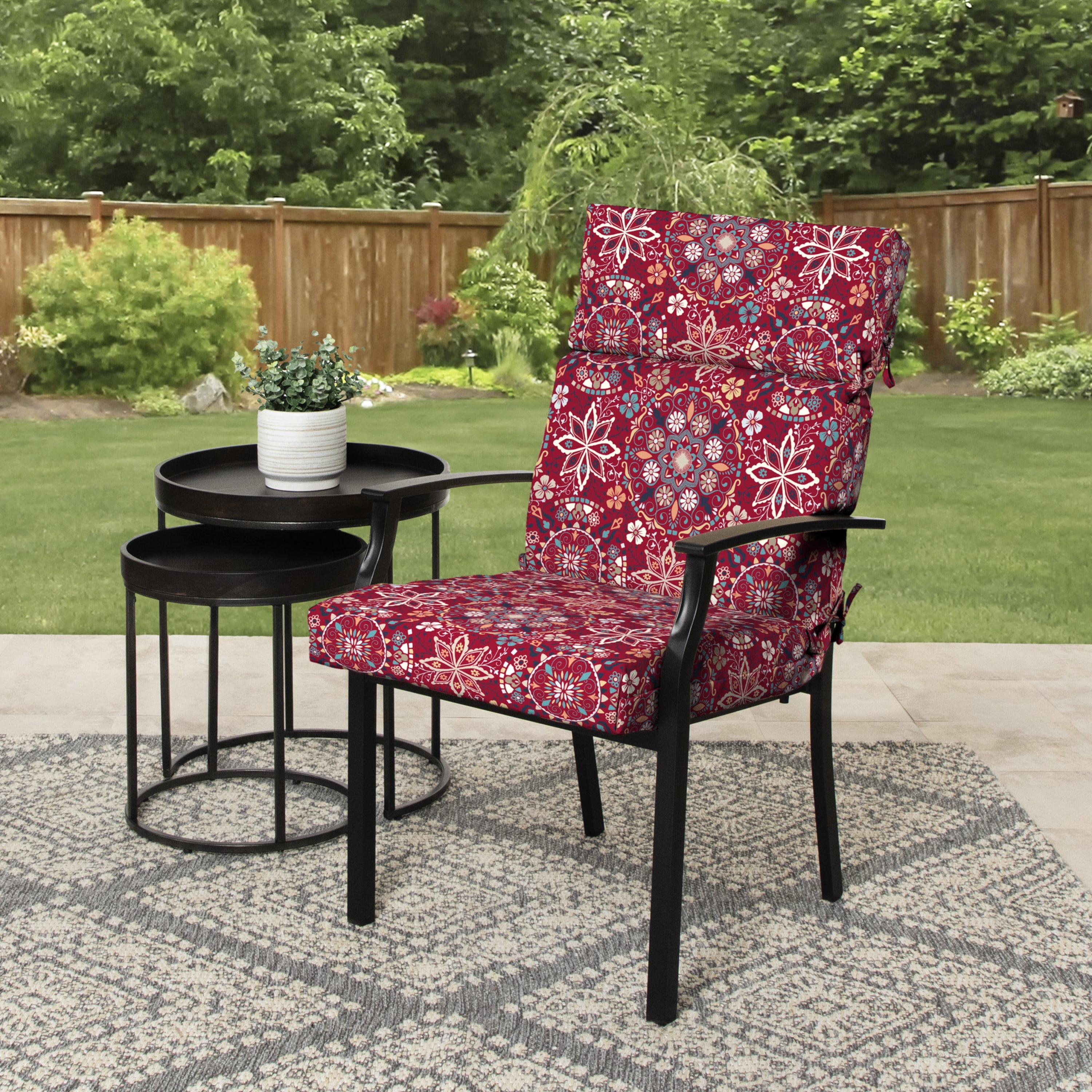 Mainstays 43 x 20 Red Medallion Rectangle Patio Chair Cushion, 1