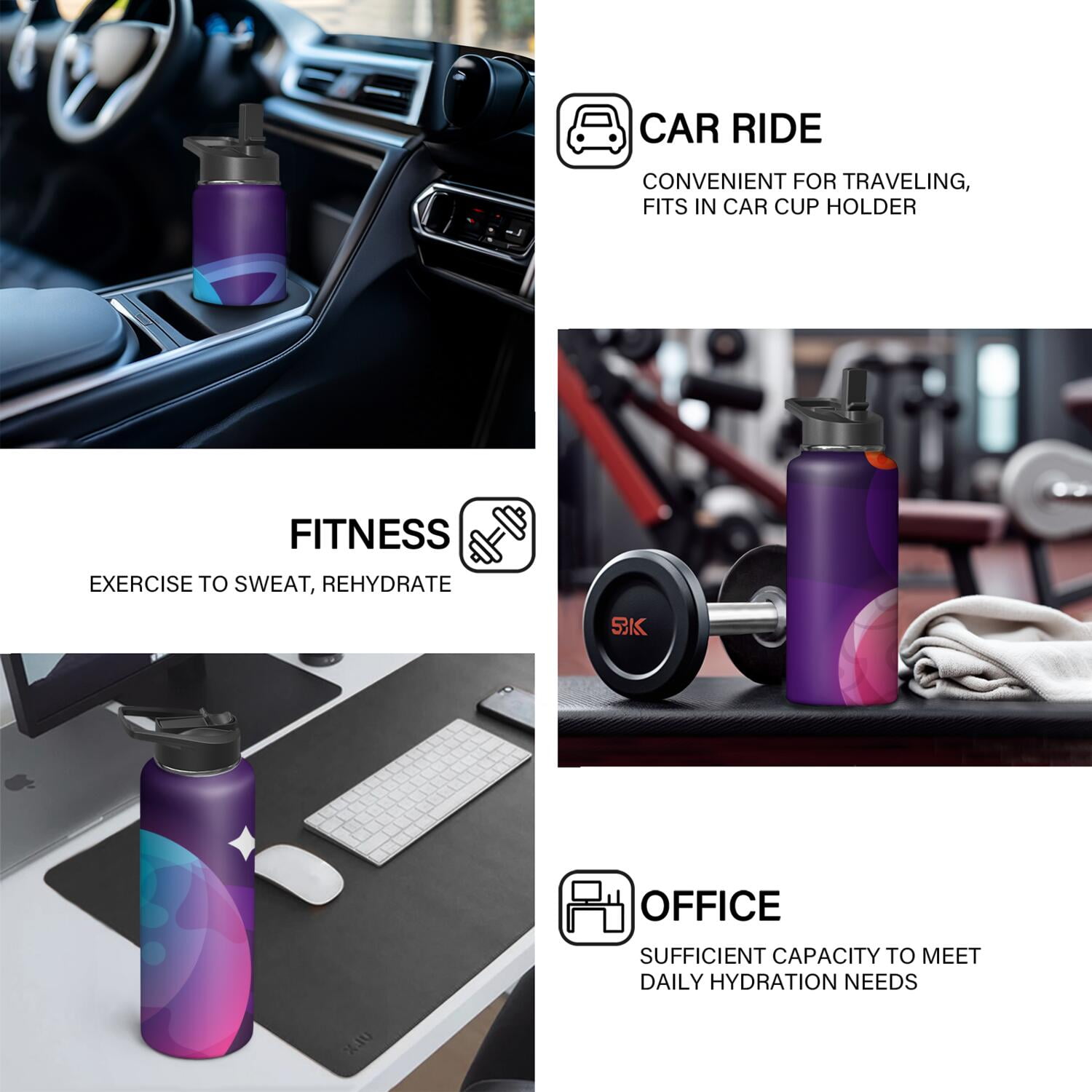 Galaxy Insulated Water Bottle with Straw & Cleaning Brush – 18oz | Leakproof, BPA-Free, 304 Stainless Steel, Wide Mouth, Travel Mug for Car, Gym, Office, Starry, Christmas Thanksgiving Gift