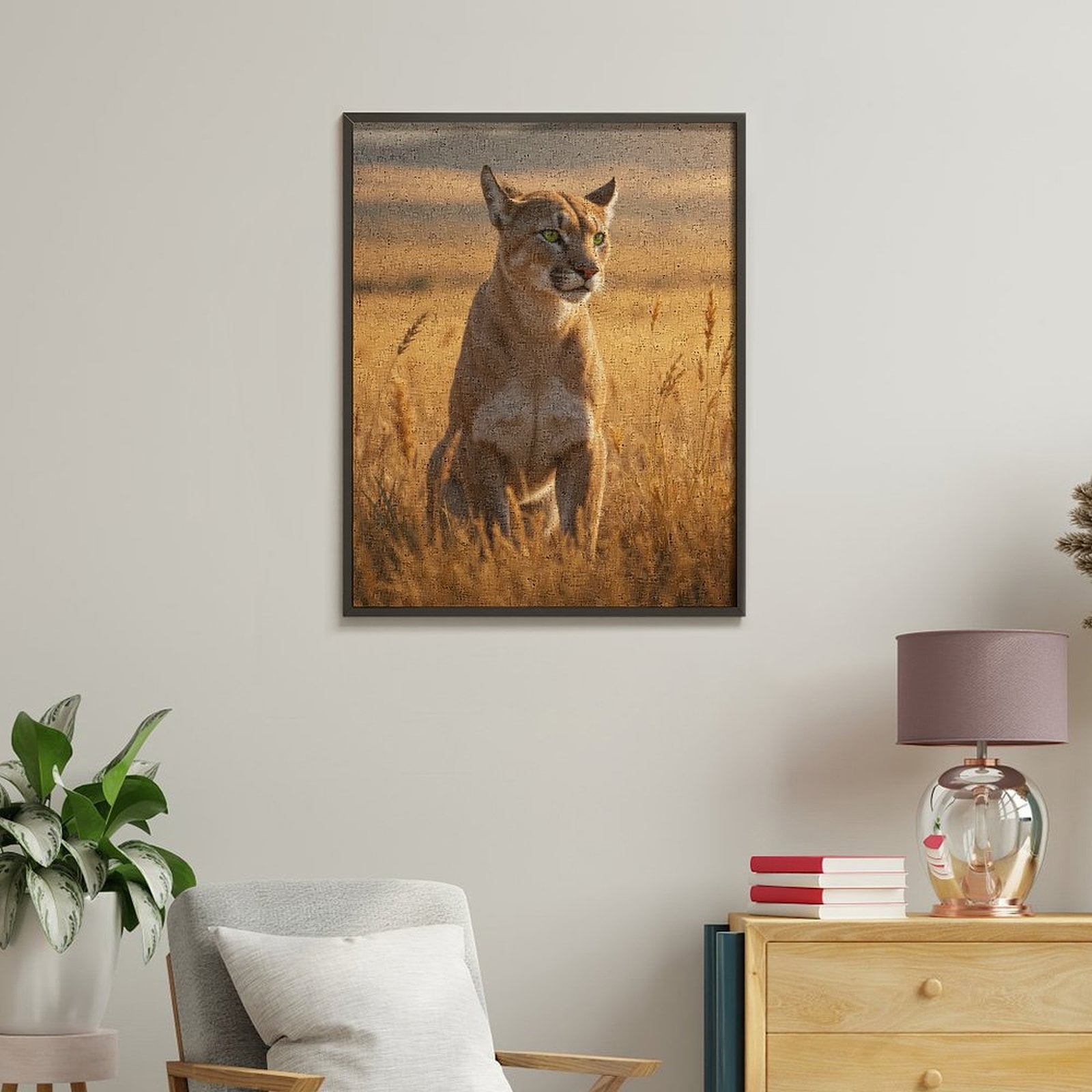 Paint by Numbers Kit for Adults, Golden Cougar In Wheat Field Paint by Numbers, Easy Paint by Numbers Kit for Adults Beginner, DIY Adult Paint by Number Kits on Canvas, Home Decor