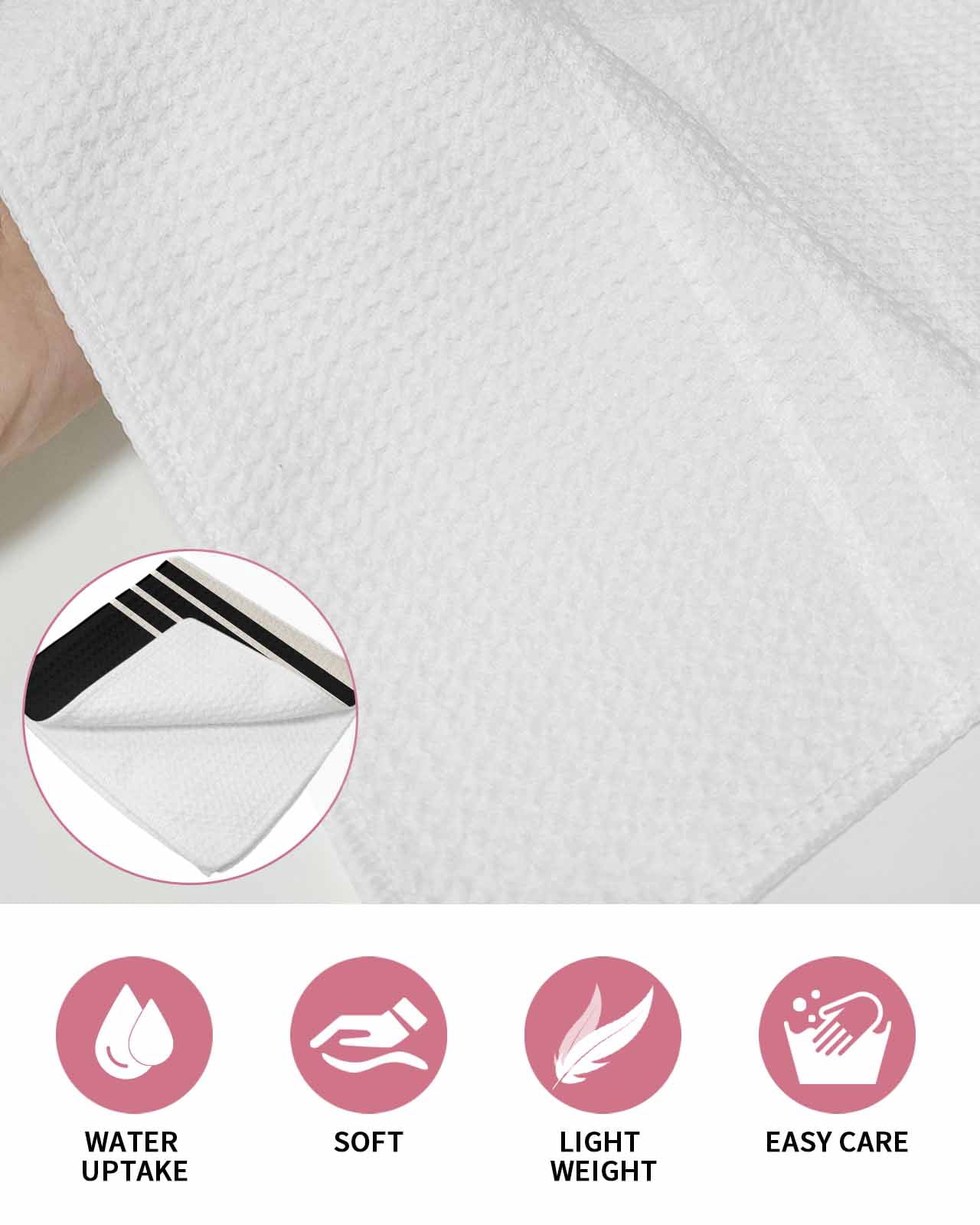 Black Beige Striped Kitchen Dish Towels for Drying Dishes Set of 4, Modern Farmhouse Retro Lines Waffle Weave Microfiber Hand Tea Bathroom Towels Quick Dry & Absorbent Towel 12x12