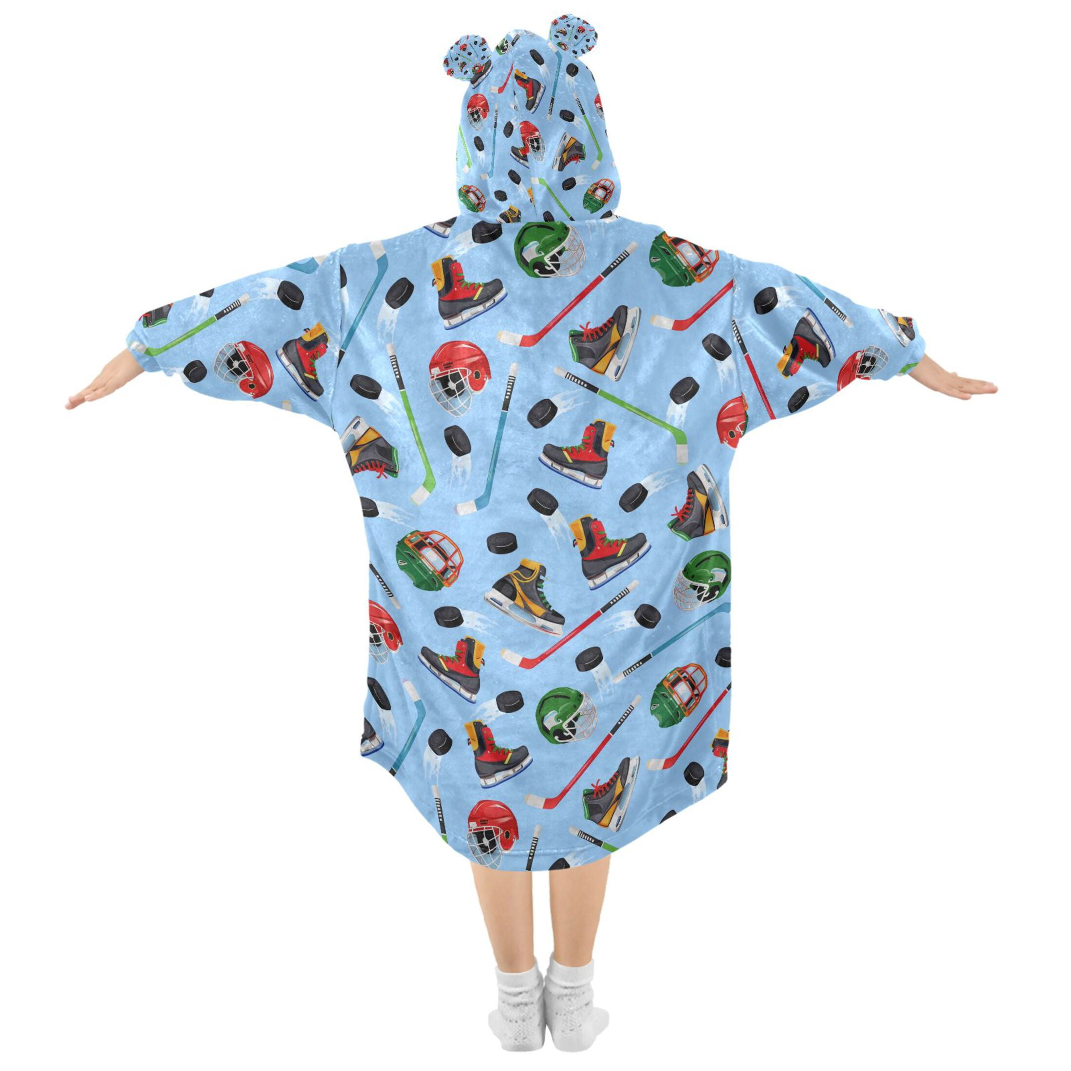 joogoo Wearable Blanket Hockey Player Items Hoodie for Oversized Sherpa Hooded 3-14 YR M