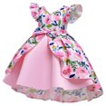 thumbnail image 4 of Otqutp Fashion Flower Girls Dresses Child Girls Fly Sleeve Pageant Dress Birthday Party Kids Floral Prints Bowknot Gown Princess Dress for 2-10 Years(Pink,8-9 Years), 4 of 7