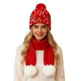 thumbnail image 1 of GDREDA Ensemble Bonnet Tricoté Foulard et Gants pour Chaleur et Confort à la Mode Rouge, Taille Unique, 1 of 4