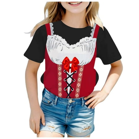 

Toddler Baby Girl Clothes Summer Clearance Girls Fashion Festival Printed Round Neck Short Sleeve Casual T Shirt Top Comfort Child Dailywear 6-7 Years