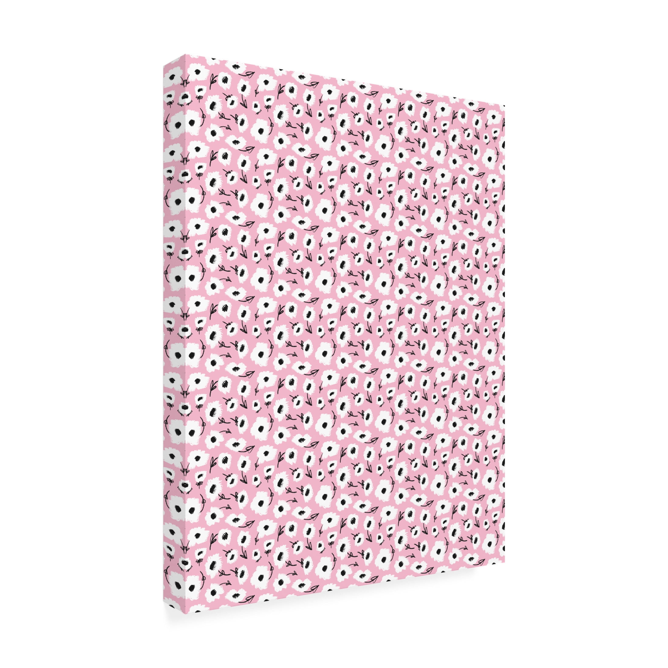 Canvas Wall Art - Treechild 'Cute Flowers On Pink' Wall Art for Living Room, Bedroom, or Office D?cor by Trademark Fine Art - 18 x 24 Inches