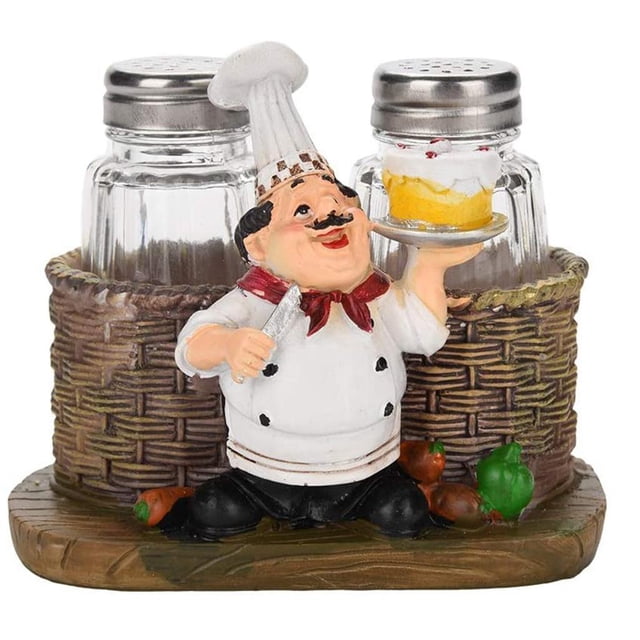 Kitchen Pepper, Bottle Storage Ornament - Resin Chef Restaurant Chef Statue Home Kitchen Ornament Figurine Table Decor Welcome A
