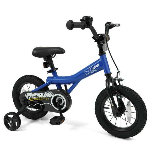 Costway Kids Bike, 12 Inch Bicycle for Children with Removable Training Wheels, Dual Brakes Blue