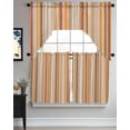 thumbnail image 3 of Burnt Orange Striped Kitchen Curtains Swag Valance and Tier Curtains Set 24 Inch Length, Farmhouse Orange Ombre Stripes Rod Pocket Drape Panels Pair Swag Curtains for Bathroom/Cafe/Window, 3 of 6