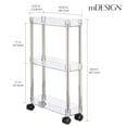 thumbnail image 5 of mDesign Slim 3-Tier Portable Household Rolling Cart with Wheels, Clear/Chrome, 5 of 7