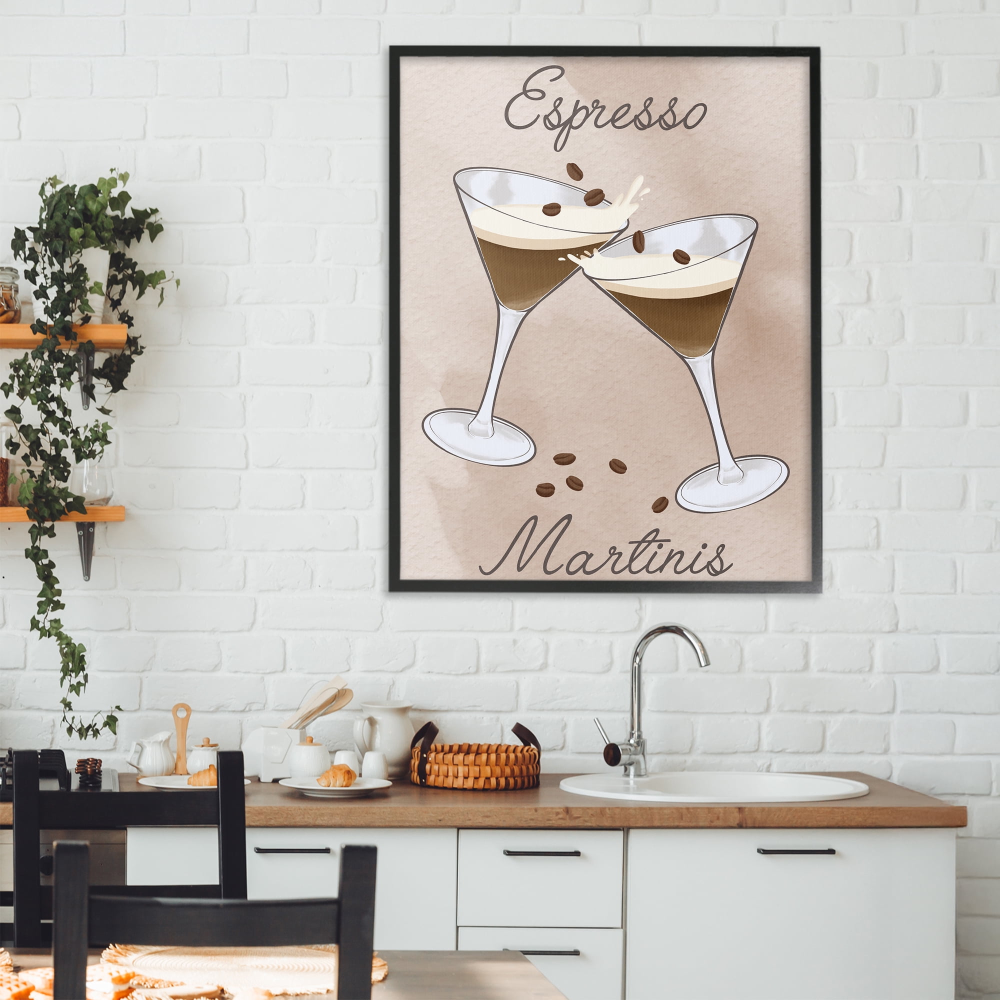 Stupell Industries Cheers Espresso Martinis Black Framed Giclee Art, design by Marcus Prime