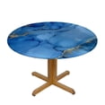 thumbnail image 3 of PIKWEEK Outdoor Picnic Camping and Indoor Kitchen Dining Party Round Tablecloth Gold and Blue Abstract Art White, 3 of 8