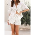 thumbnail image 3 of Biezeib Women Summer Shorts Outfits Sun/Shell Print Short Sleeve Shirts Tops Elastic Waist Shorts 2 Pieces Clothes Set, 3 of 6