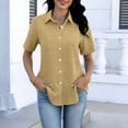 thumbnail image 6 of Women's Short Sleeve Linen T-Shirt Tops Blouses Crewneck Loose Fit Solid Color Casual Daily Wear Vacation Beach Outfits Fashion Essential Gift for Women | Sopatenor,Khaki XL, 6 of 8