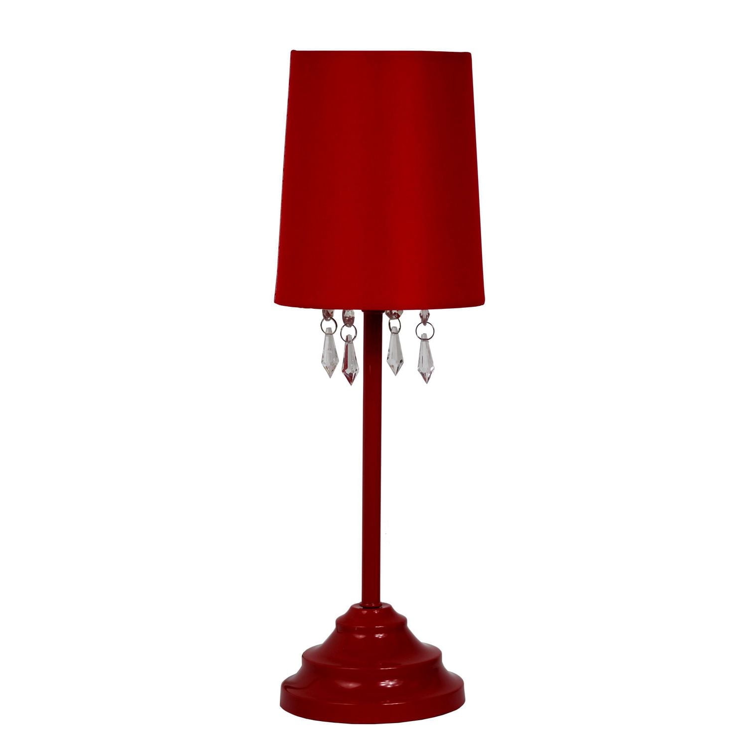Simple Designs Table Lamp with Fabric Shade and Hanging Acrylic Beads