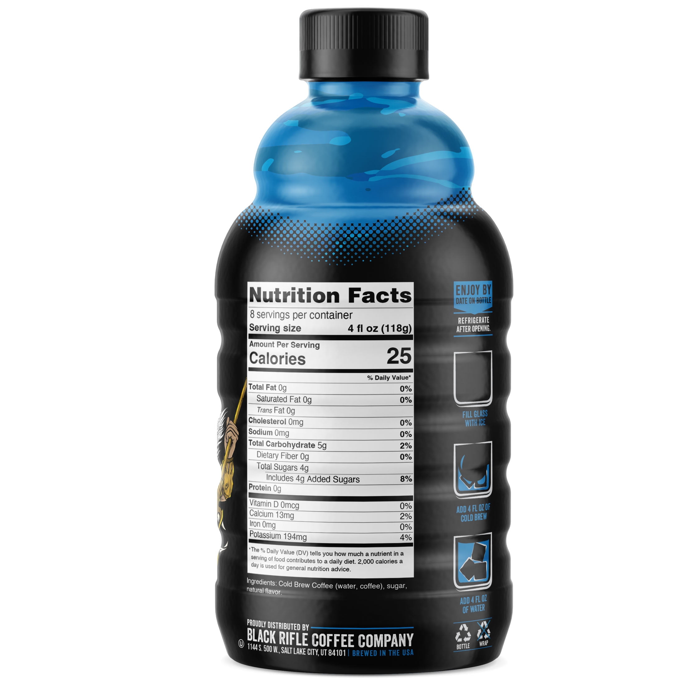 Black Rifle Coffee Company Vanilla Bomb Cold Brew Iced Flavored Coffee Concentrate Drink for Instant Energy, 32 oz