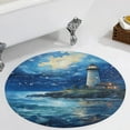thumbnail image 4 of Lighthouse Coast Scenery Washable Round Rug -Circle Area Rugs for Nursery Bedroom, Vintage Non Slip Non Shedding Low Pile Carpet for Living Room Coffee Table Entryway, 4 of 7