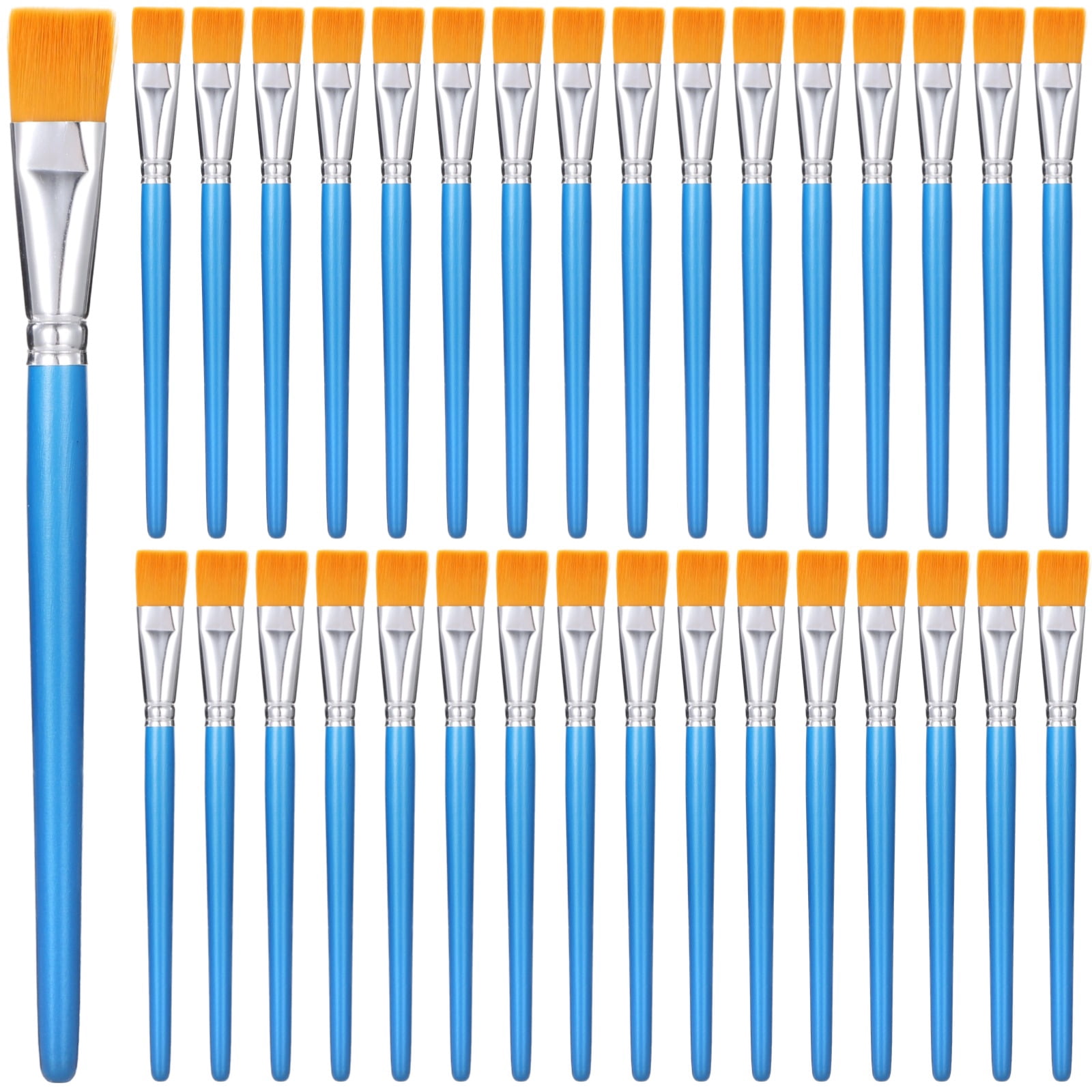 60 PCS Flat Paint Brushes, 1 in Flat Acrylic Watercolor Nylon Brushes, Bulk Paintbrushes with Comfortable Wooden Handle, Large Paint Brush for Painting, DIY Projects, Art Classes, Face Art